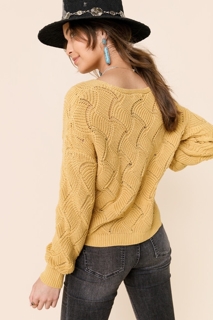 Lydia Pointelle V-Neck Sweater
