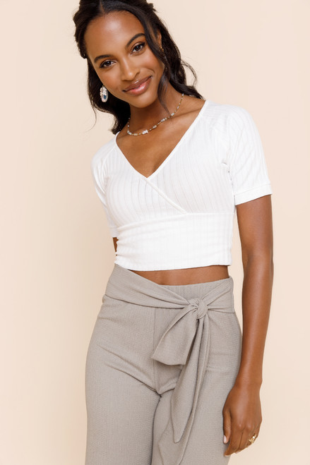 Ava Ribbed Wrap Top