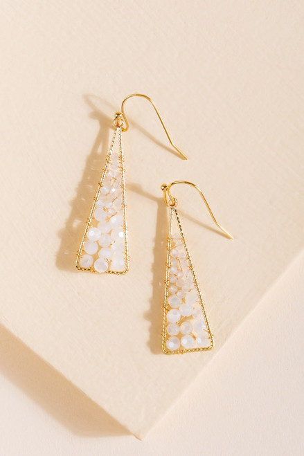 Snejana Woven Beaded Triangle Drop Earrings