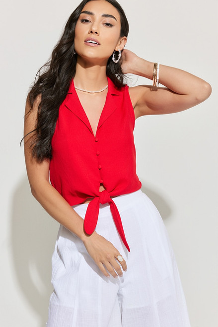 Danika Collared Front Tie Button Down Top