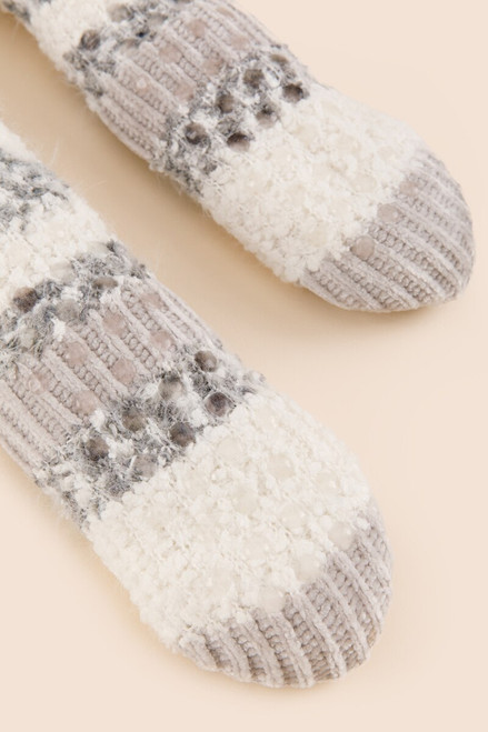 Maddie Striped Slipper Socks in Gray