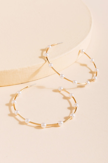 Bianca Large Pearl Hoop Earrings