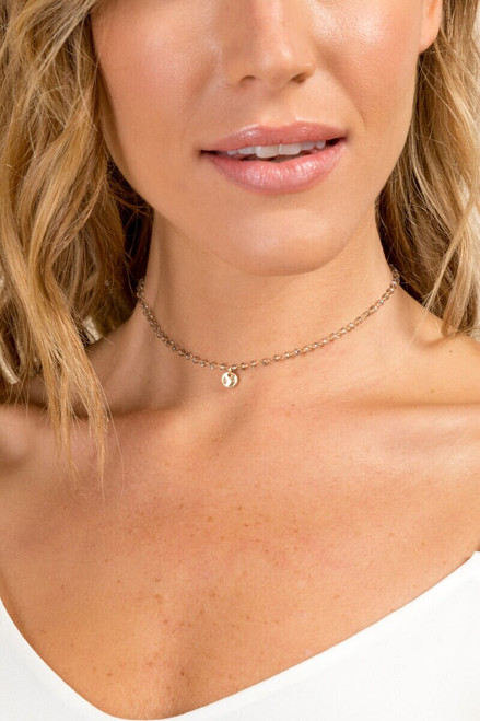 Camila Glass Bead Choker in Gray