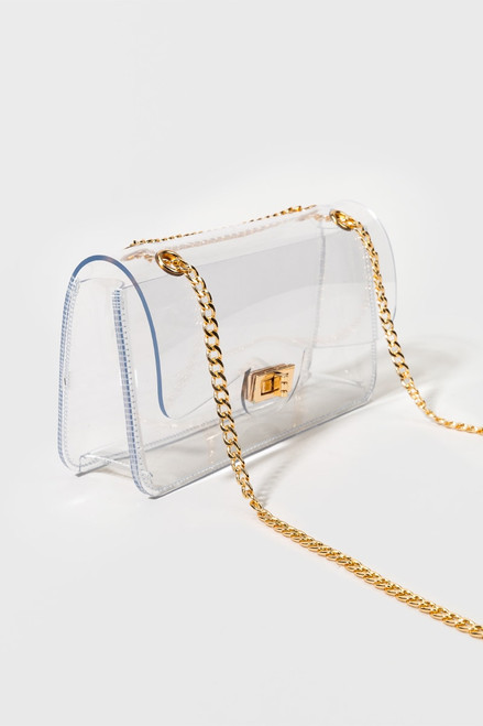 Zia Clear Chain Strap Turnlock Crossbody