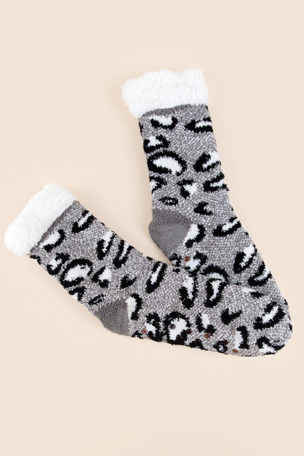 Layla Leopard Print Slipper Socks