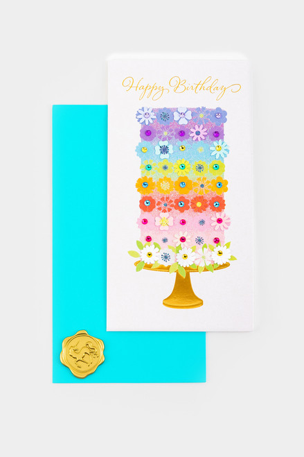 HBD Tiered Flower Cake Birthday Card