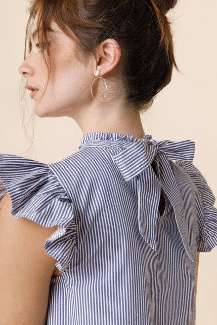 Sabrina Pinstripe Ruffled Blouse