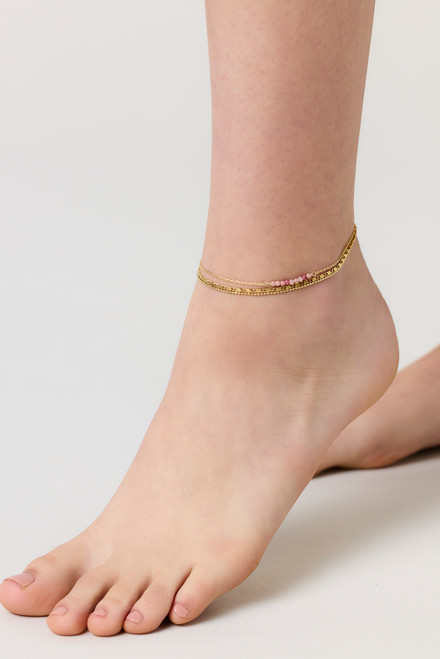 Elsa Layered Delicate Beaded Anklet
