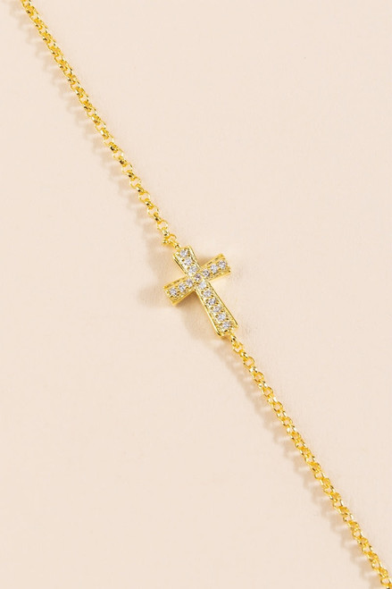 Michelle Sideways Cross Pull-Tie Bracelet