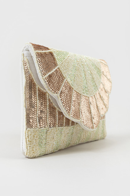 Margot Scalloped Edge Beaded Clutch