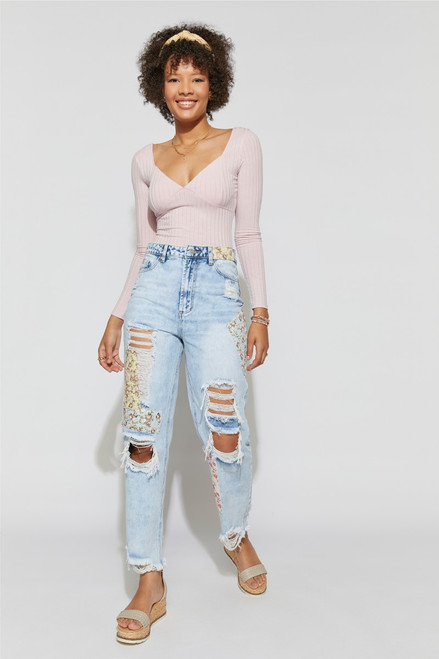 Elena Long Sleeve V-Neck Bodysuit