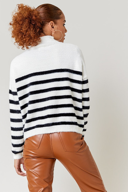 Jenifer Striped Fuzzy Pullover Sweater