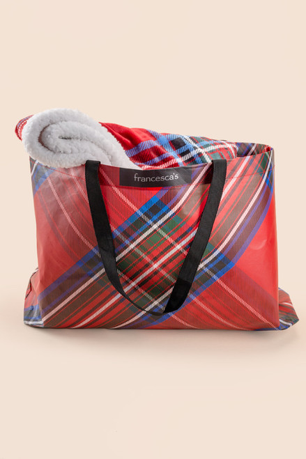 francesca's Plaid Tote Bag & Blanket Set