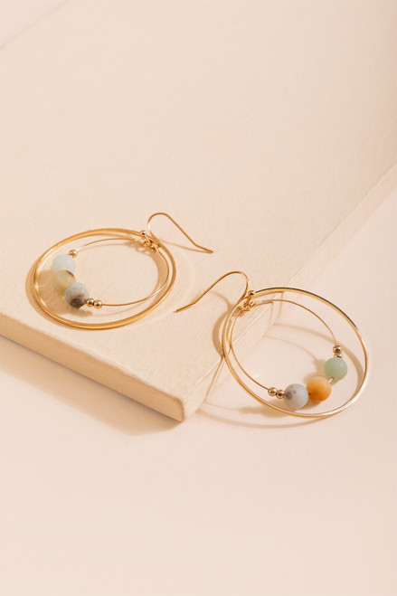 Vieran Semi-Precious Circle Drop Earrings