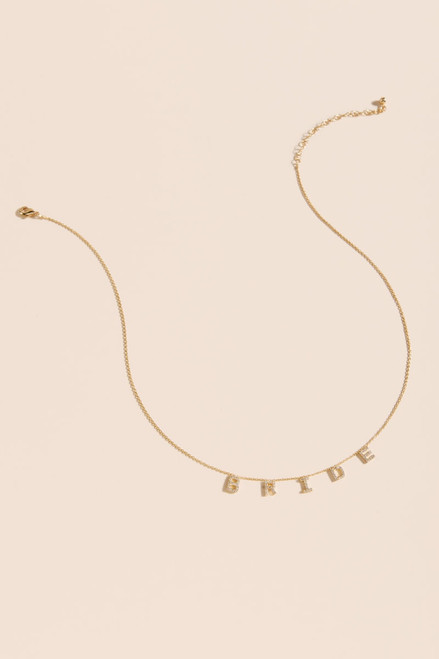 Bride CZ Pendant 14K Gold Dipped Necklace