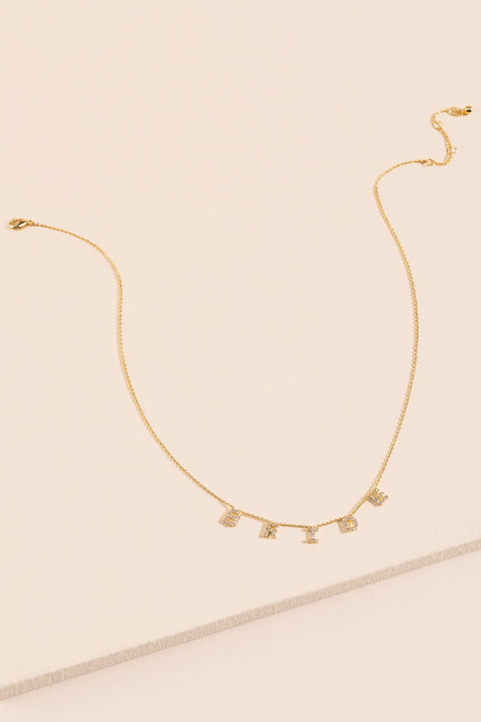 Bride CZ Pendant 14K Gold Dipped Necklace