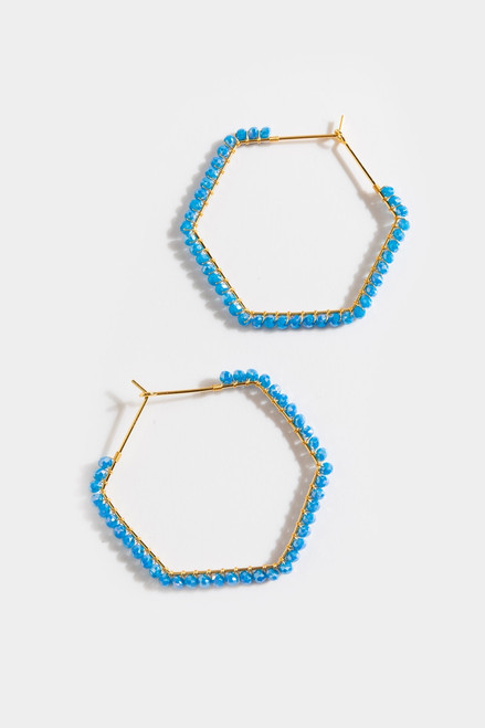 Dina Beaded Hexagon Hoop Earrings