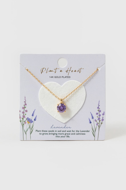 Plant a Heart Lavender 14K Gold Dipped Pendant Necklace