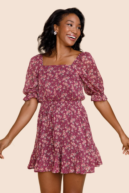 Loranne Floral Godet Mini Dress