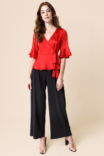 Kelly Flutter Sleeve Wrap Blouse