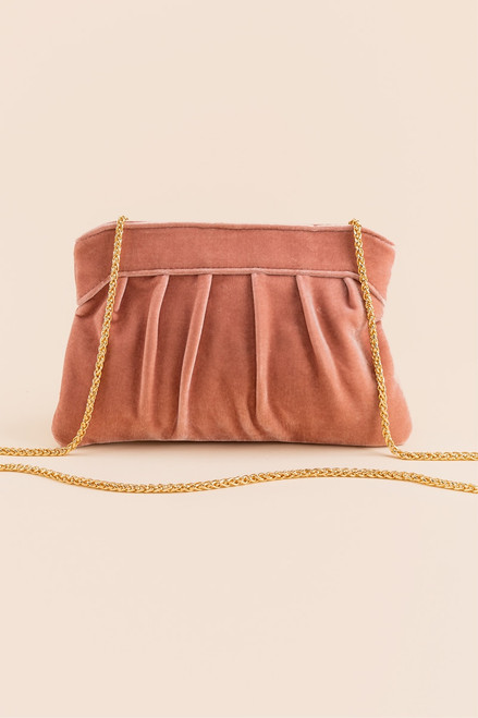 Dawn Velvet Pleated Frame Snap Clutch