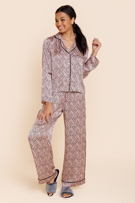 Elsa Leopard Satin Pajama Top