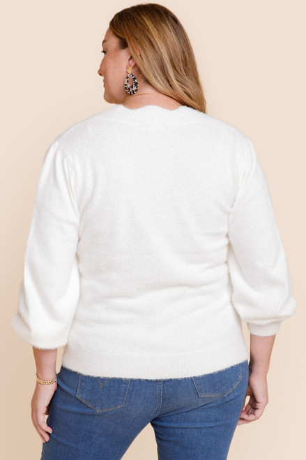 Amanda Scallop Fuzzy Pullover Sweater