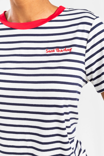 Esther Striped Embroidered Tee