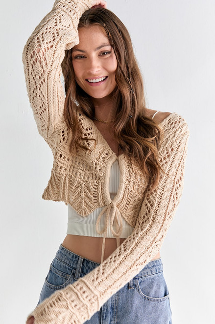 Dana Keyhole Crochet Sweater