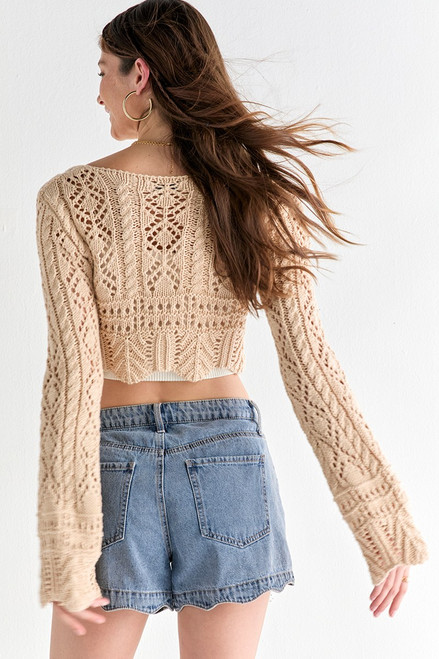 Dana Keyhole Crochet Sweater