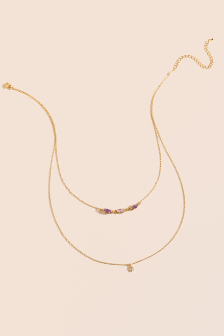 Evelyn Amethyst Double Row Necklace