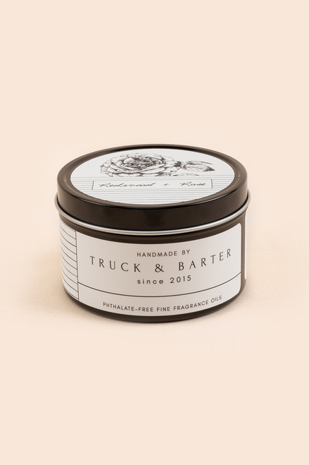 Truck & Barter Redwood + Rose Travel Tin Candle 8 oz