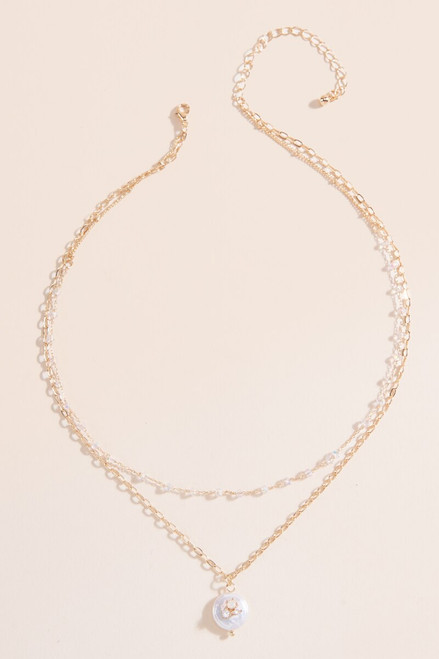 Gwen Crystal Stationed pearl Layered Necklace