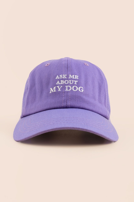 Ask Me About My Dog Baseball Hat in Purple