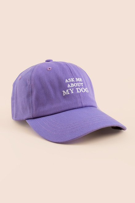Ask Me About My Dog Baseball Hat in Purple