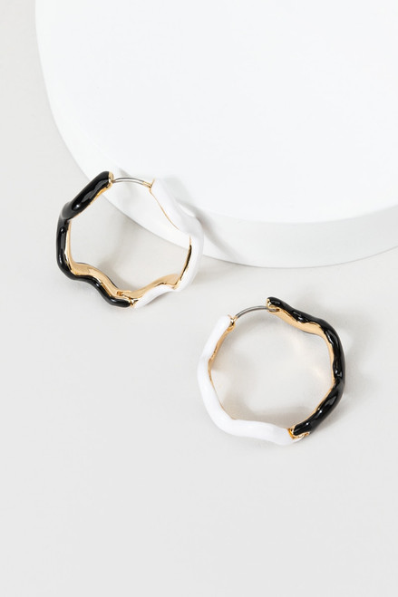 Jill Two-tone Wavy Hoop Earrings