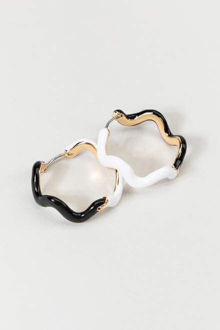 Jill Two-tone Wavy Hoop Earrings