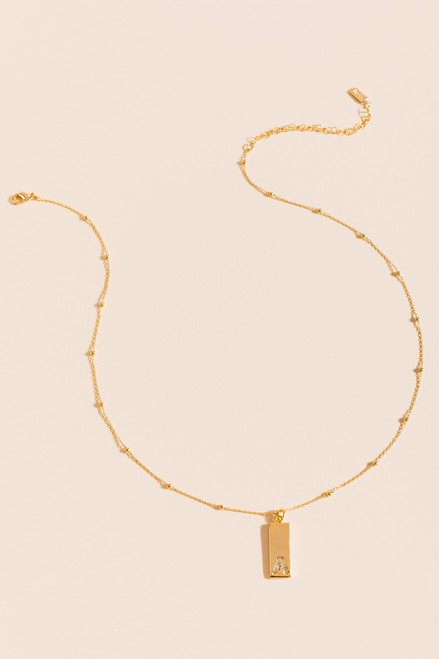 Trove "A" Initial Bar Pendant Necklace