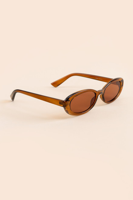 Meghan Chunky Oval Sunglasses in Brown