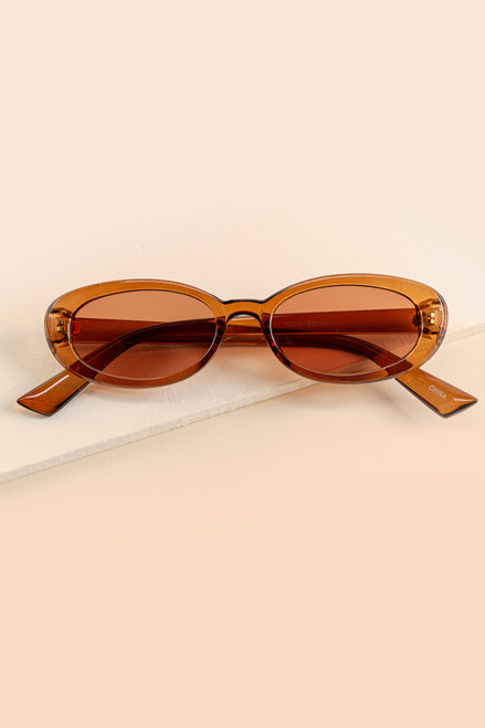 Meghan Chunky Oval Sunglasses in Brown