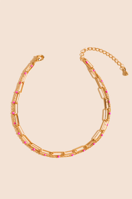 Ruby Paperclip Chain Anklet