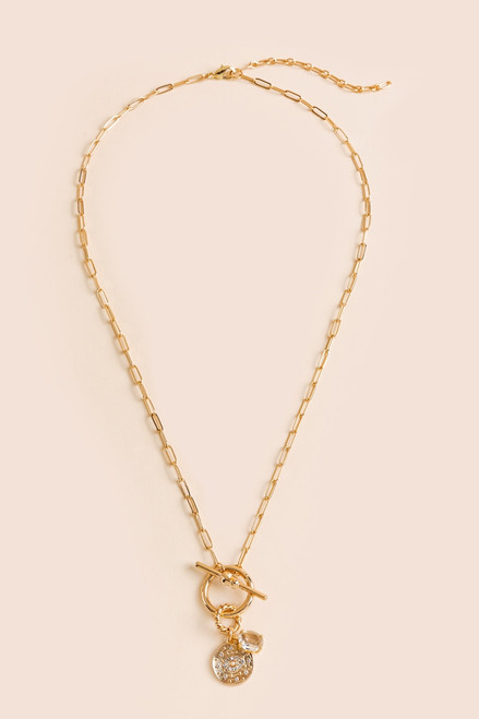 Evelyn Toggle Crystal Chain Necklace
