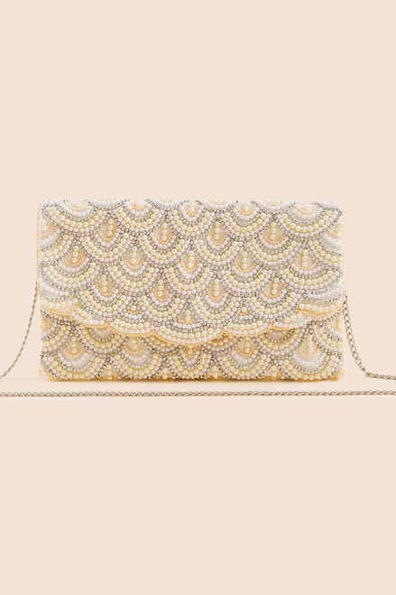 Constance Scallop Beaded Clutch