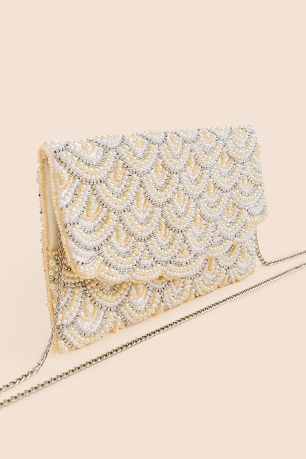 Constance Scallop Beaded Clutch