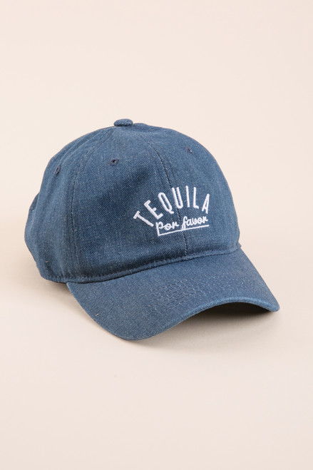 Tequila Por Favor Baseball Hat in Chambray