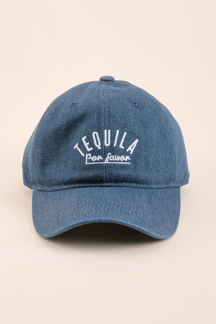 Tequila Por Favor Baseball Hat in Chambray