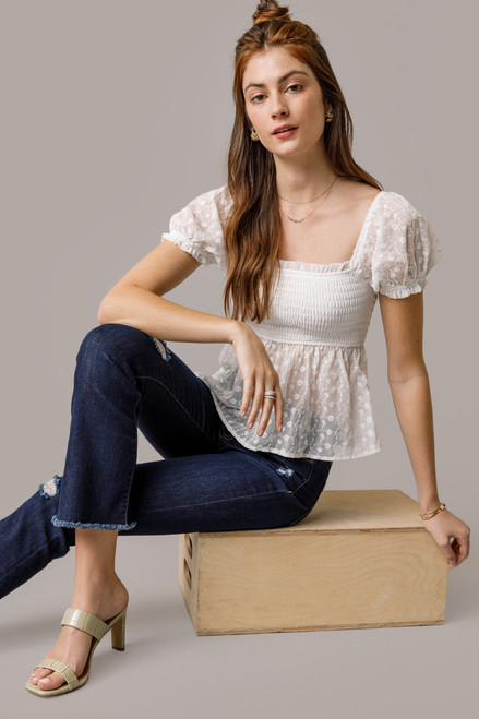 Pauline Puff Sleeve Eyelet Blouse