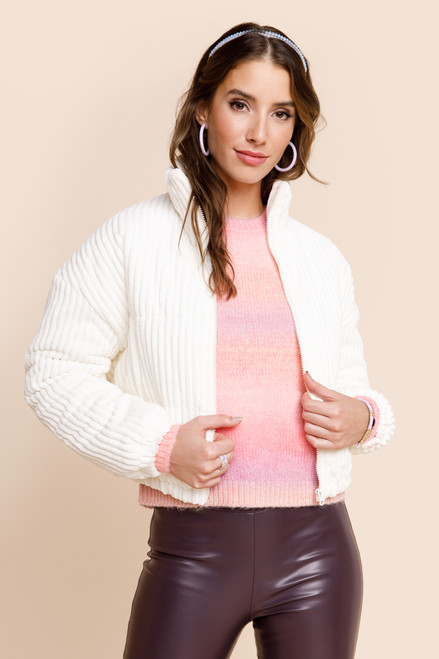 Val Corduroy Cropped Puffer Jacket