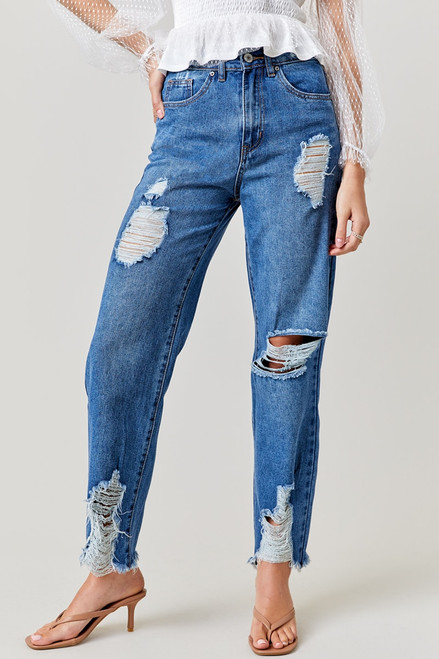 Lou Distressed Straight Jeans