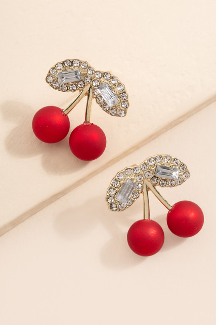 Marty Crystal Cherry Stud Earrings